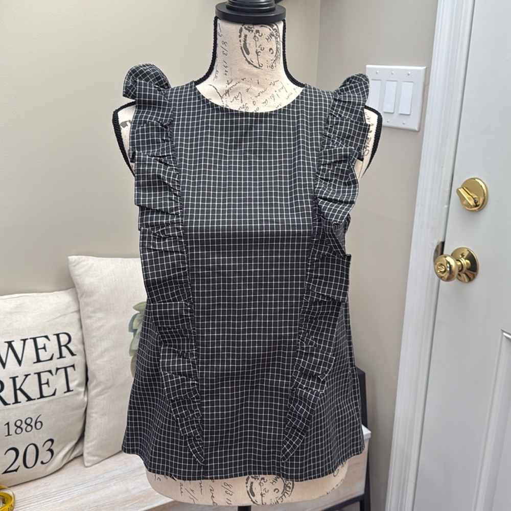 NWT Bonpoint Nora Black Check Blouse in XS